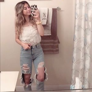 American Eagle ripped high waisted mom jeans